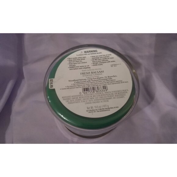 Bath & Body Works Fresh Balsam 3-Wick Scented Candle 14.5 Oz with Essential Oils - Picture 3 of 3
